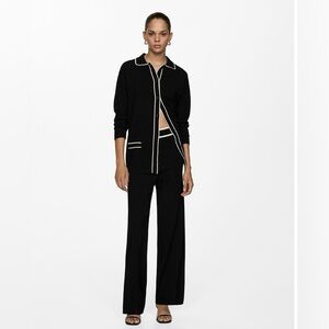 Mango Oversized cardigan with straight knitted pants set